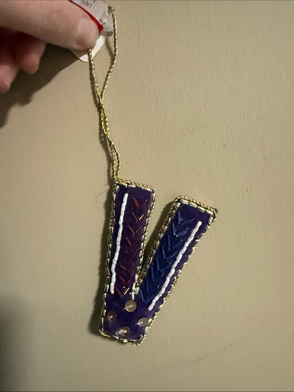 Ashland Purple Beaded V-Shaped ornament